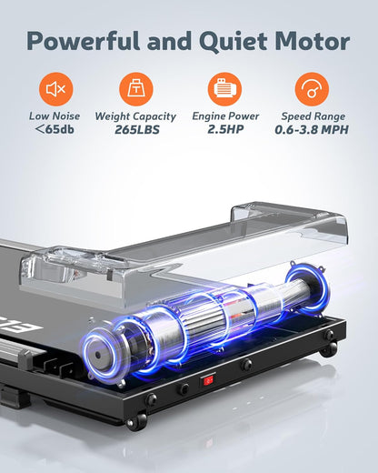 Walking Pad, under Desk Treadmill for Home Office, 2 in 1 Portable Walking Treadmill with Remote Control, Walking Jogging Machine in LED Display